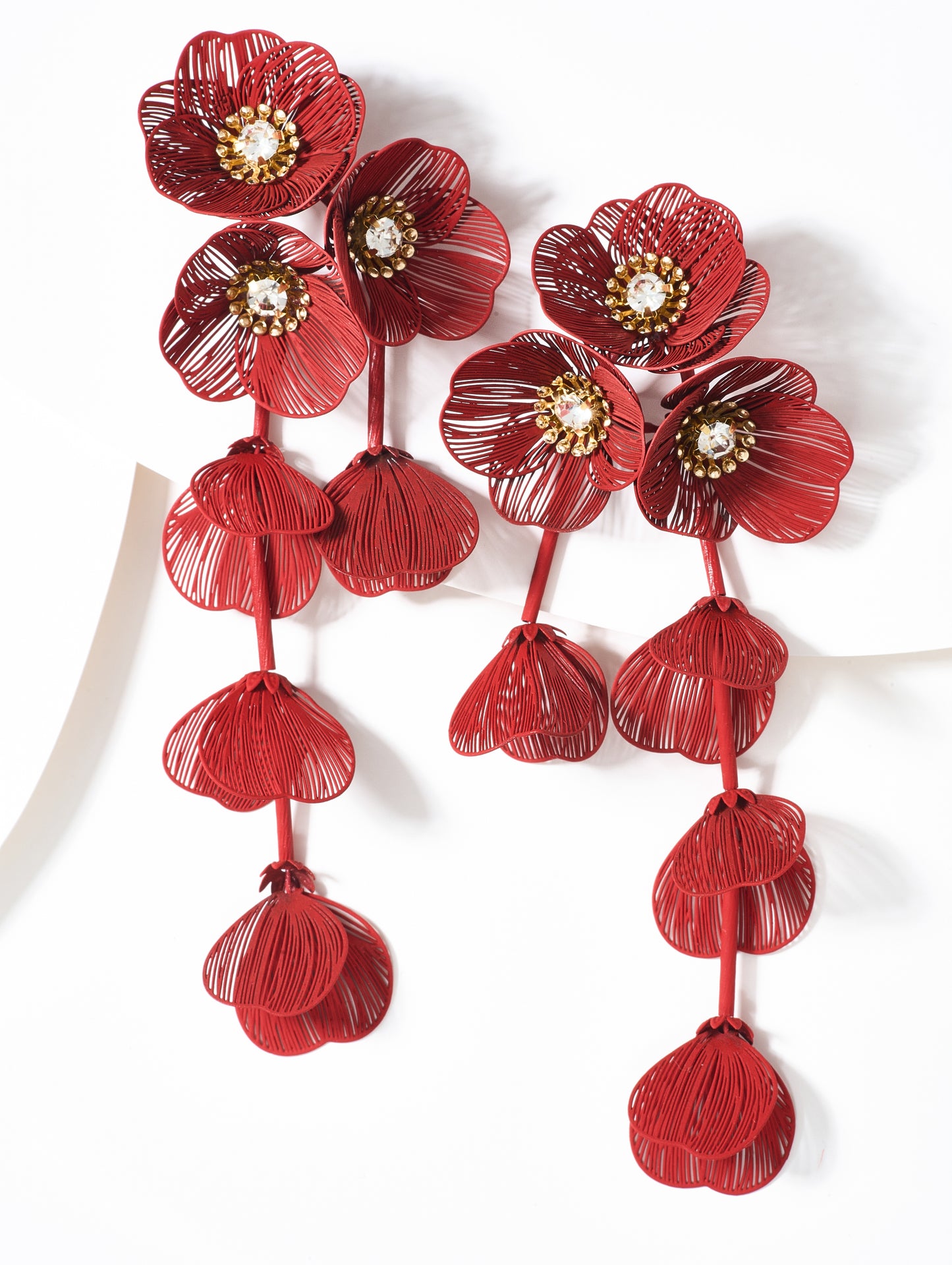 Aretes de flores largos