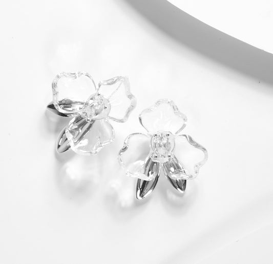 Aretes flores cristal